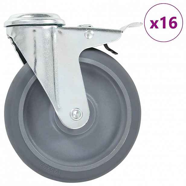 vidaXL 16 ks otočná kolečka s otvorem pro šroub 125 mm