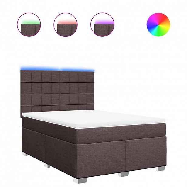 vidaXL Box spring postel s matrací tmavě hnědá 140x200 cm textil