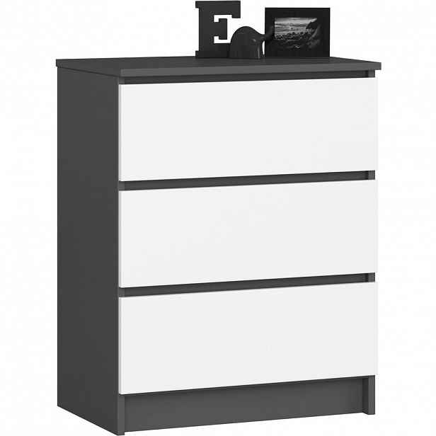RAUMHIRSCH FURNITURE KOMODA Grafitově šedá, bílá 77/60/40