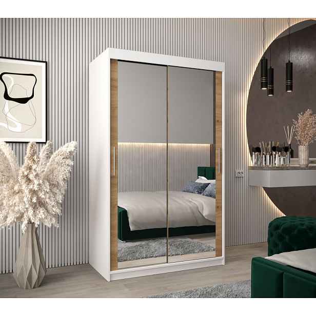 Skříň s posuvnými dveřmi v šířce 120 cm TIMEA 3 - bílá / dub artisan
