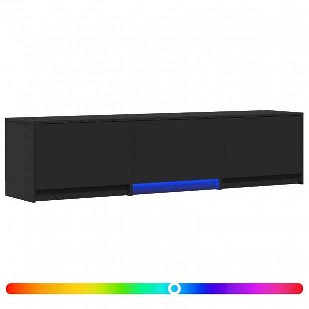 vidaXL TV skříň s LED 165 x 34 x 40 cm Černá Dřevěný materiál
