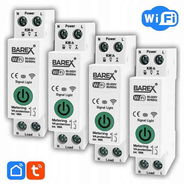 WiFi přepínač Barex 63A Tuya Smart Počítadlo energie na Din lištu App