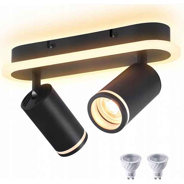 Stropní svítidlo 2xGU10 24W Led otočná 350 3000K černá
