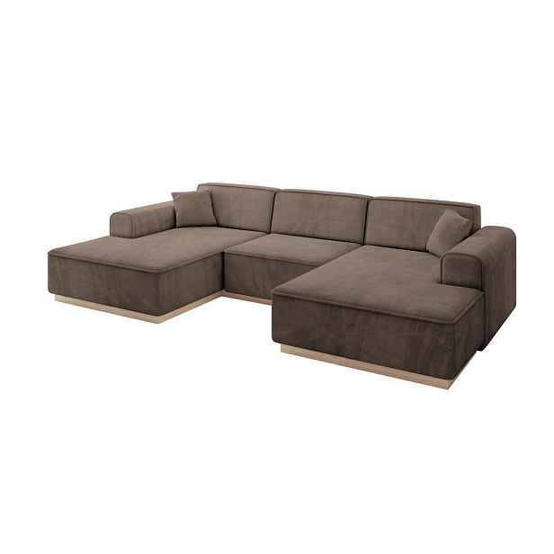ALTDECOR SEDACÍ SOUPRAVA ve tvaru U IREA-U1 301x165x80 Hnědá Velur