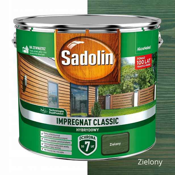 Sadolin Klasická Ochranná A Dekorativní Impregnace Na Strom 9 L Zelená