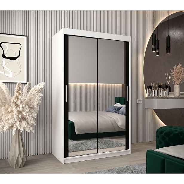 Skříň s posuvnými dveřmi v šířce 120 cm TIMEA 3 - bílá / černá