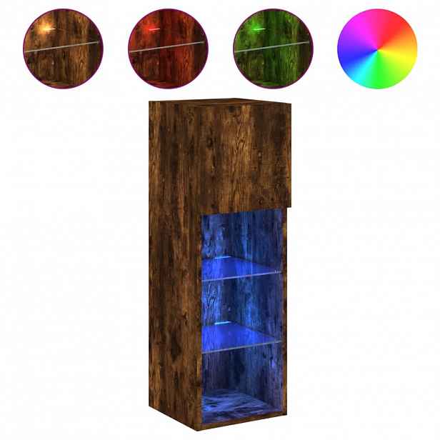 vidaXL TV skříňka s LED osvětlením kouřový dub 30,5 x 30 x 90 cm