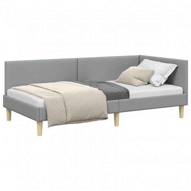 vidaXL Rohový rám postele Světle šedá 90 x 190 cm Textil