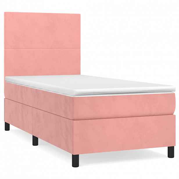 vidaXL Box spring postel s matrací růžová 80 x 200 cm samet