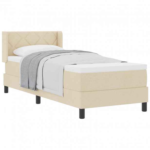 vidaXL Postel s boxspringem s čelo Krémová 200 x 80 cm textil