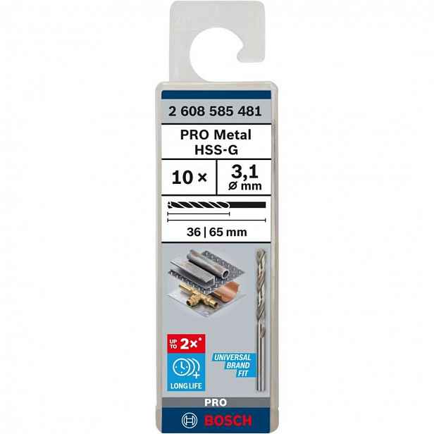 Bosch - Sada vrtáků do kovu, 3,1x65 mm, 10 ks 2608585481
