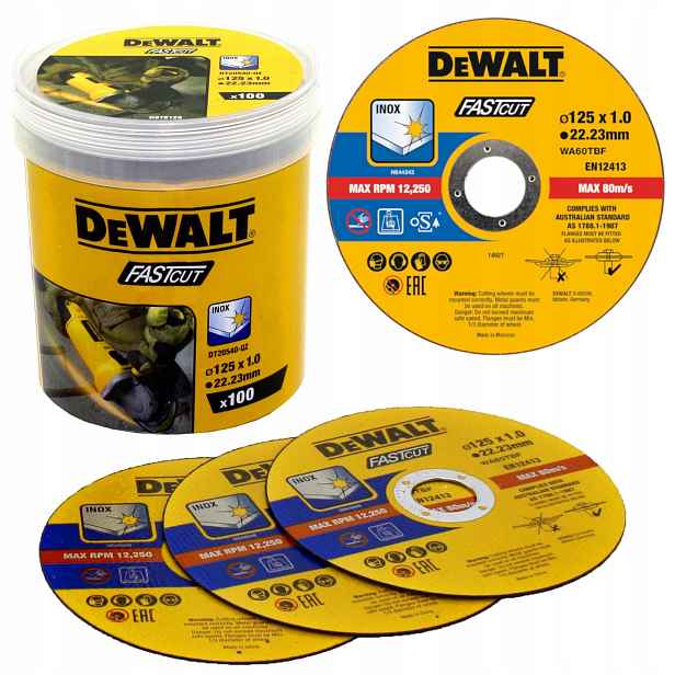 Dewalt Řezací kotouč na kov z nerezové oceli 125 mm x 1 mm DT43972 100 ks