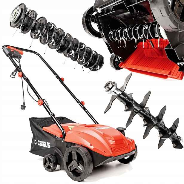 Vertikutátor Cedrus CEDWE32 1500W 32 cm 16 rotačních nožů, koš 30L -12+4 mm
