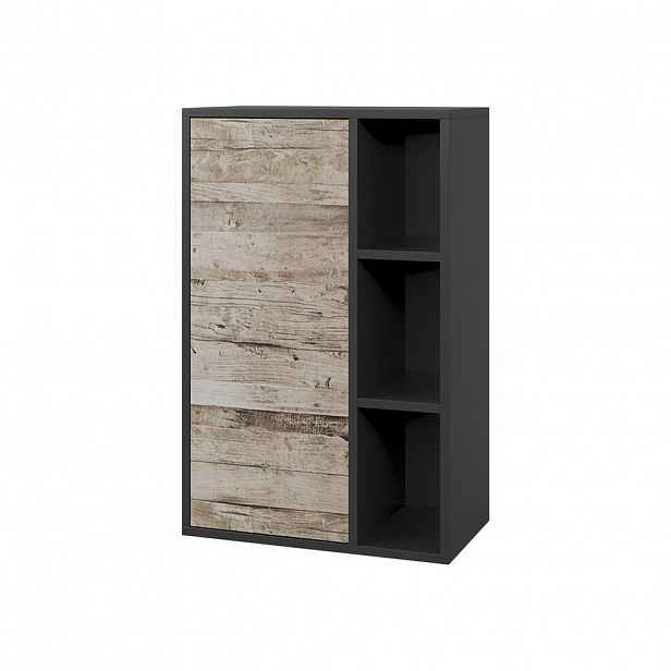 Vicco STĚNOVÁ POLICE Berno Černý/pískový dub 50.1 x 78.4 cm se 3 otevřenými přihrádkami