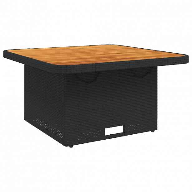 vidaXL Zahradní stolek černý 80 x 80 x 71 cm polyratan a akácie