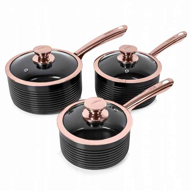 Hrnce Sada Hrnců Rendlík černý Růžový nepřilnavý Rose Gold zlato