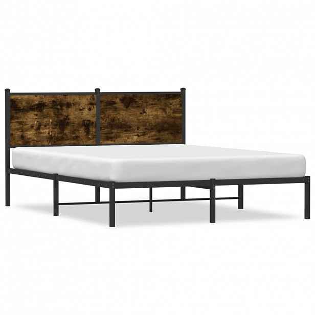 vidaXL Kovový rám postele bez matrace kouřový dub 140 x 200 cm