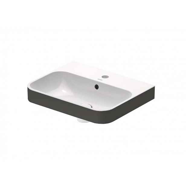 Duravit Happy D.2 - Umyvadlo na desku 50x40 cm, s přepadem, otvor pro baterii, WonderGliss, bílá/matný antracit 23605061001
