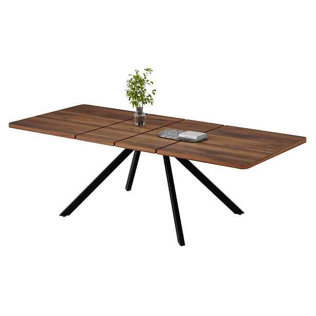 Redom JÍDELNÍ stůl 160/200/240/90/74,5 cm rozkládací pro 6–10 osob, MDF a kovové nohy, Ořechová