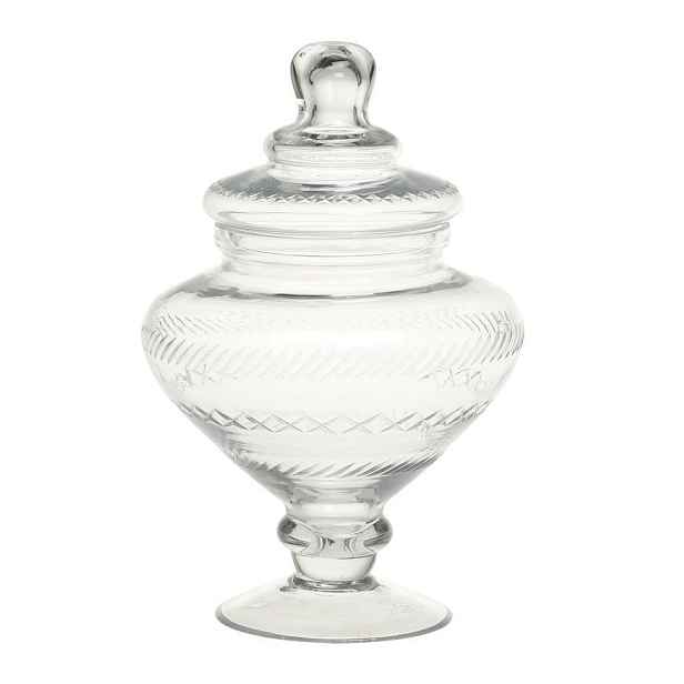 Skleněná nádoba dóza na noze s víkem Trinna - Ø 15*23 cm / 1 L Chic Antique