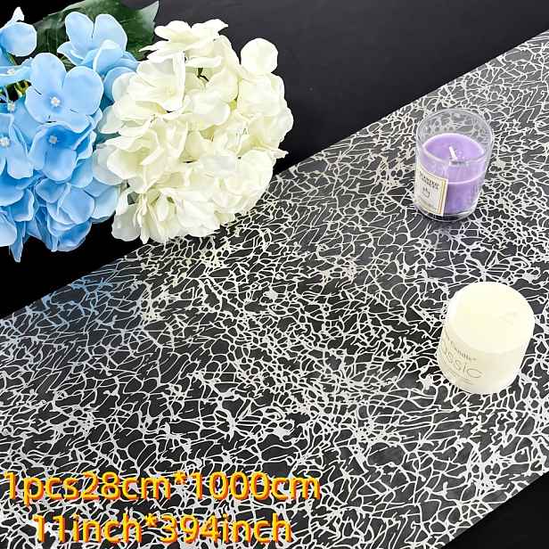 TEMU RandomSilver Mřížkový ubrus na stůl 28cm*275cm/500cm/1000cm (11in*108in/196in/394in) pro jídelnu, svatby, výročí, svátky, narozeniny a dekorace