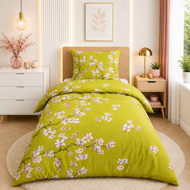 TOP Bavlněné povlečení 140x200+70x90 Sakura zelená