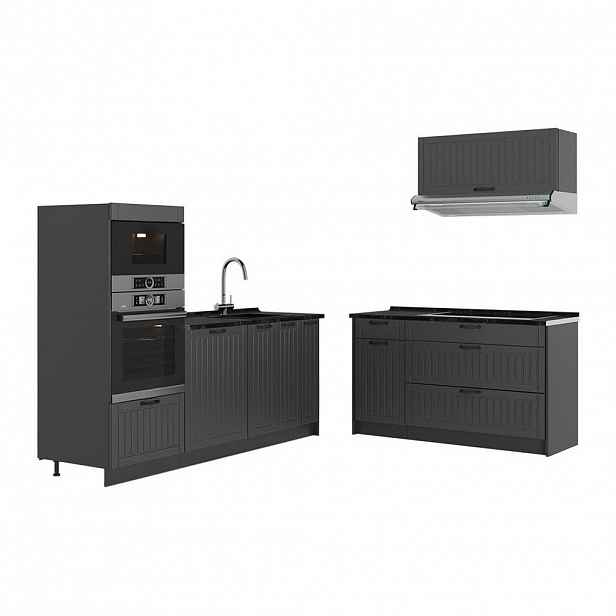 Vicco KUCHYNĚ Fame-Line, Tmavě šedá/Antracit, 340 cm, PD Antracit