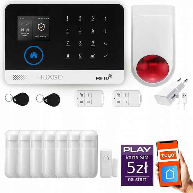 Bezdrátový alarm WiFi Gsm 4G, Tuya, sada alarmu Huxgo HXA003 R7WS