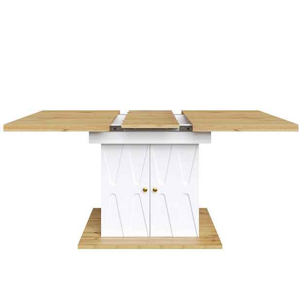 Redom JÍDELNÍ stůl 110(140)/70/76,5 cm s rozkládací deskou a úložným prostorem, MDF a kov, Bílá