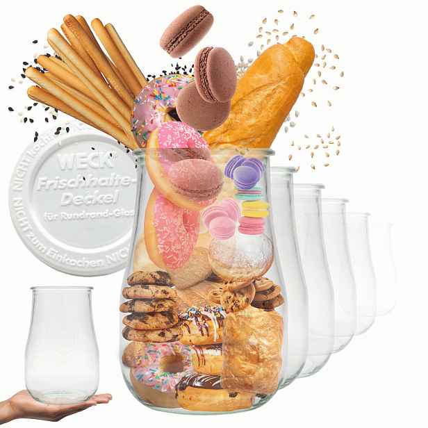 Sklenice Weck 1750 ml 1,75 l váza Tulip weki plastová víka 12 Ks sklenice