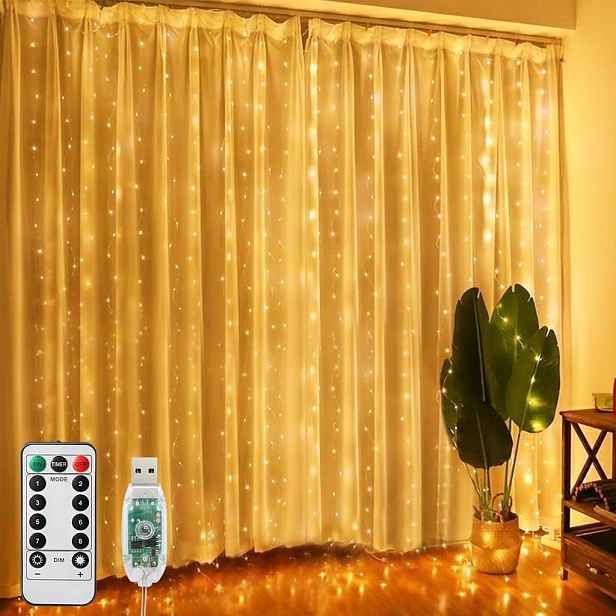 Vánoční světelný závěs 3 m x 3 m, 300 Led, 8 režimů