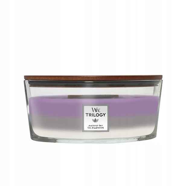 Vonná svíčka Woodwick Trilogy Hearthwick Elipsa Loďka Amethyst Sky 453 g