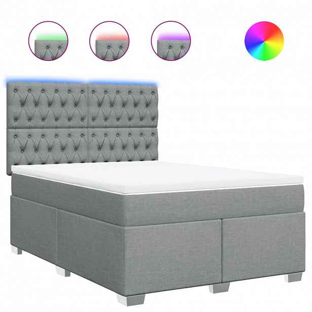 vidaXL Box spring postel s matrací světle šedá 140 x 200 cm textil
