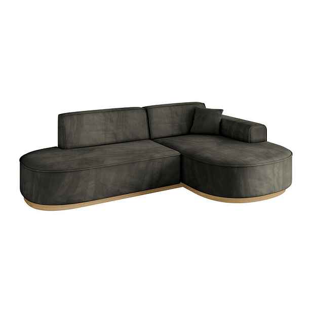 ALTDECOR ROHOVÁ SEDAČKA s otomanem, pravá MARI-L1-v2 243x171x83 Černá Velur