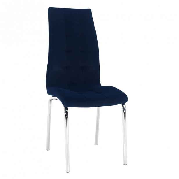 Jídelní židle GERDA NEW samet / chrom Tempo Kondela Modrá
