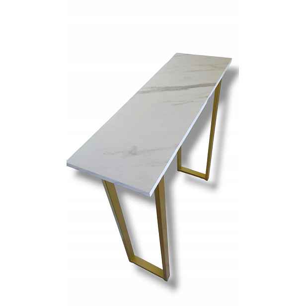 Konzolový Stolek stolek toaletní stolek bílý mramor Gold zlatá 90 x 90 x 30 cm