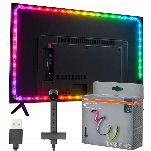 Led pásek pro Tv Usb Rgb Podsvícení 2 m Snímač zvuku a barev Dálkový Ovladač