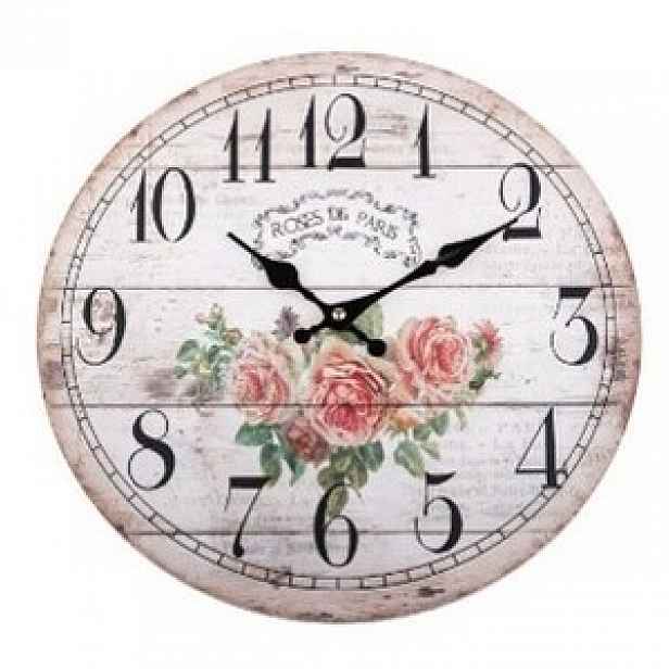 Nástěnné hodiny Paris roses, pr. 34 cm, dřevo