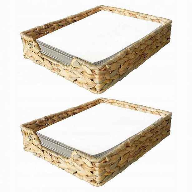 Police z přírodního vodního hyacintu, tkaná 37x27x7 cm, 2 ks, tmavě hnědá