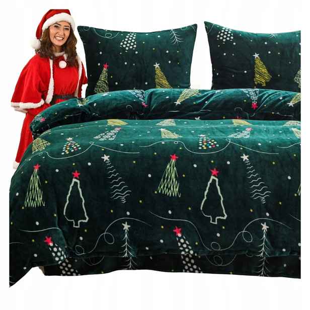 Vánoční Povlečení mikrovlákna 220x200 Vánoční stromečky Fleece jako Dárek