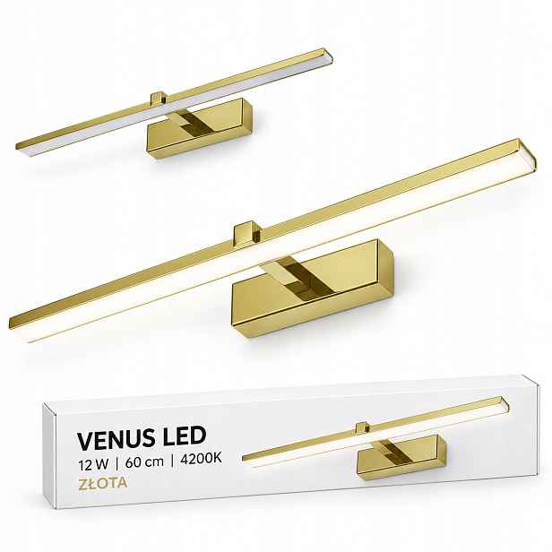 Venus svítidlo 12W 60cm zlaté Led nad pohovku do obývacího pokoje 840lm 4200K IP44 nástěnné