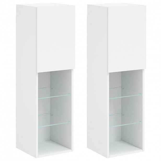 vidaXL TV skříňky s LED osvětlením 2 ks bílé 30,5 x 30 x 102 cm