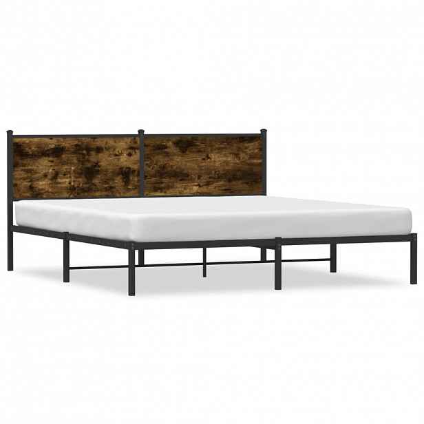 vidaXL Kovový rám postele bez matrace kouřový dub 183 x 213 cm