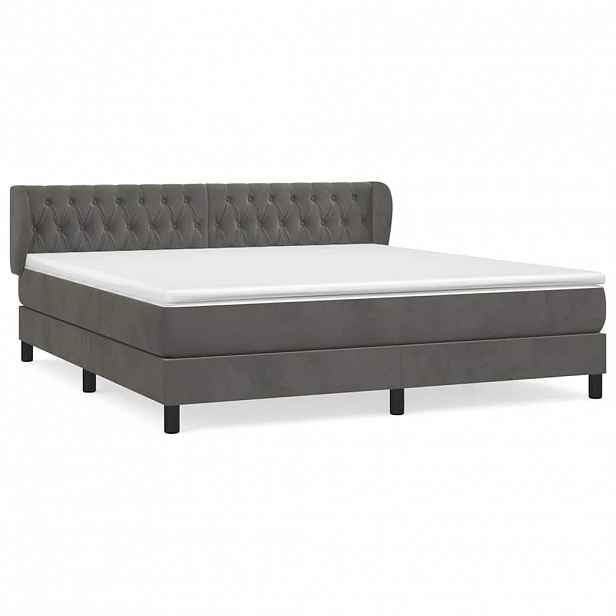 vidaXL Box spring postel s matrací tmavě šedá 180x200 cm samet