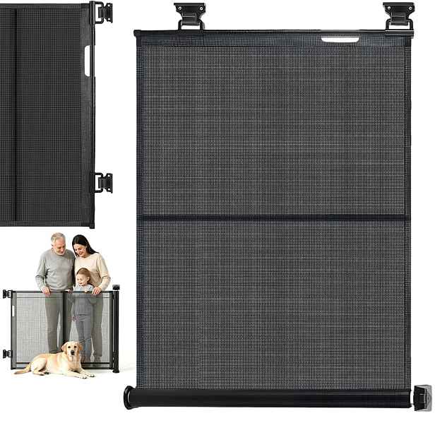 Brána pro psa a kočku Roztahovací bezpečnostní zábrana 150 x 86 cm Černá