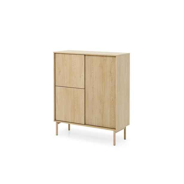 MASSENO KOMODA ROCCO, 103,5x39,5x121,8 cm se 3 dvířky, dekor dub
