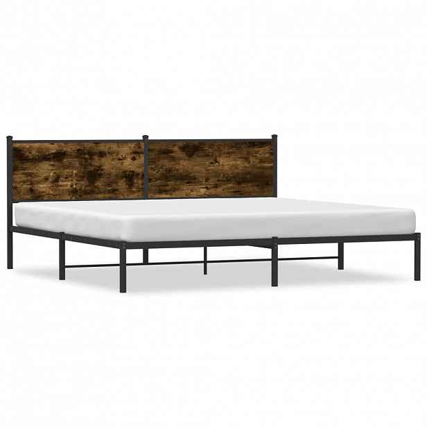 vidaXL Kovový rám postele bez matrace kouřový dub 193 x 203 cm