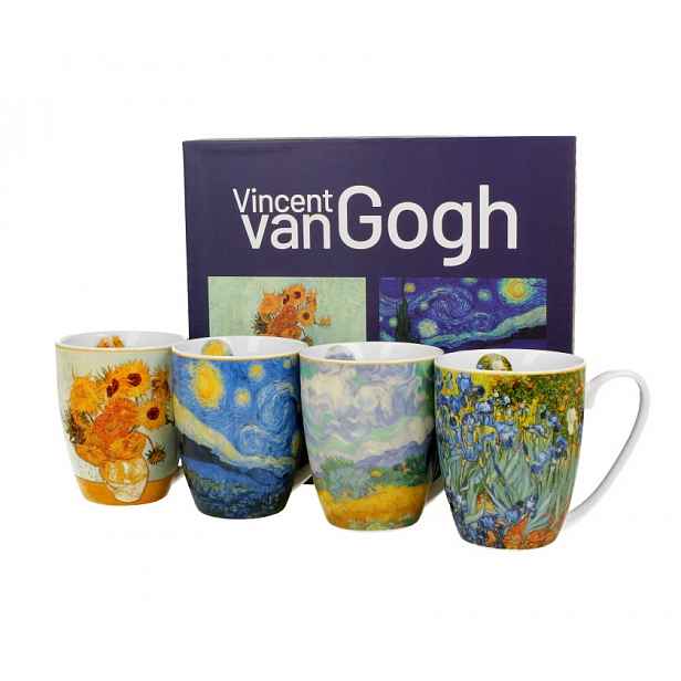 Hrnek sada 4 ks klasické na čaj Gogh kosatce