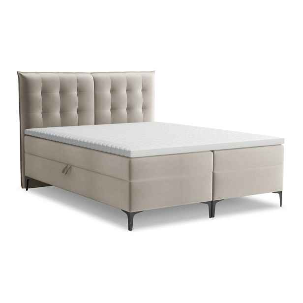 Taupe boxspring postel s úložným prostorem 160x200 cm Mikana – Makamii