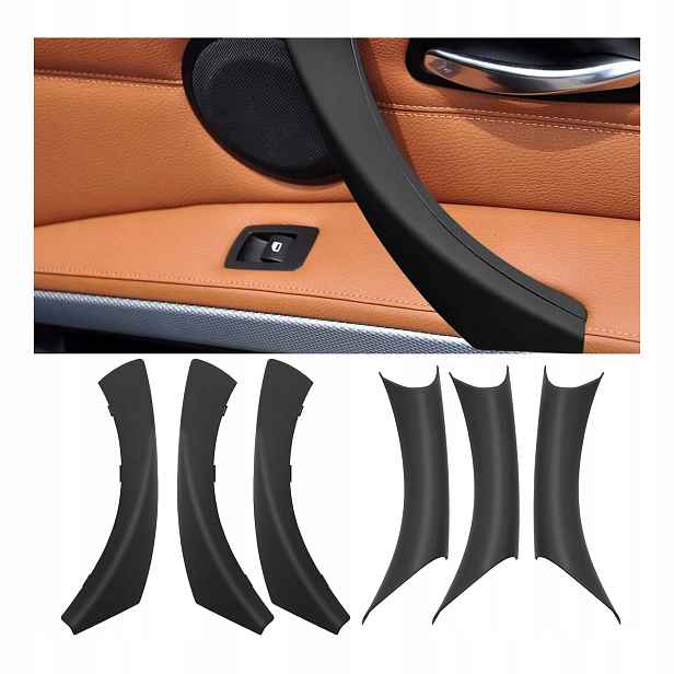 Vnitřní klika pro Bmw 3 E90 E91 E92 E93, sada 6 kusů, černá, Abs, levá